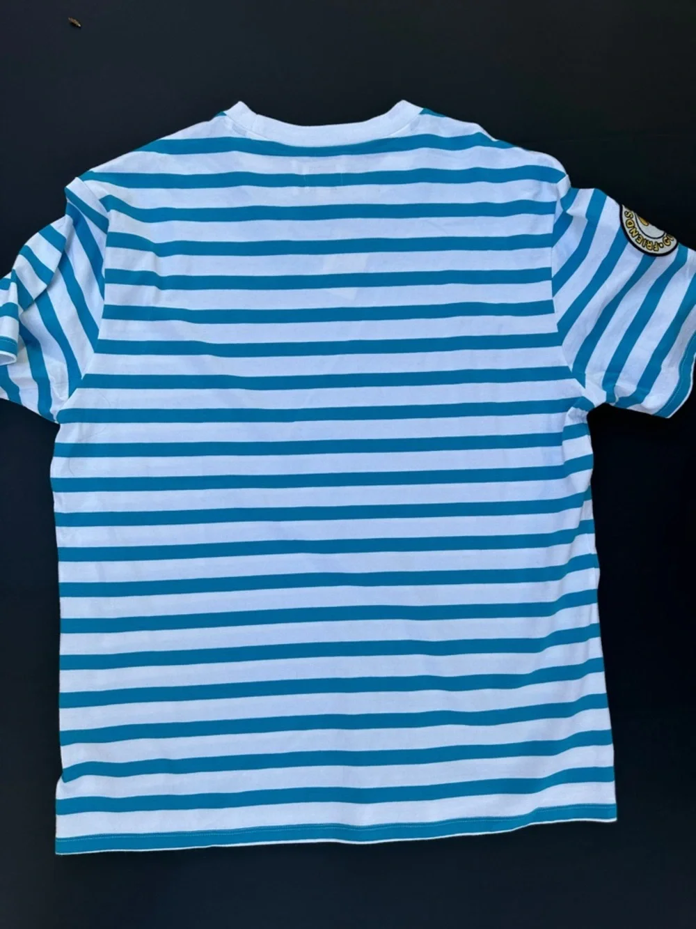 New Guess Blue & White Striped Short Sleeve Tee - Picture 5 of 5